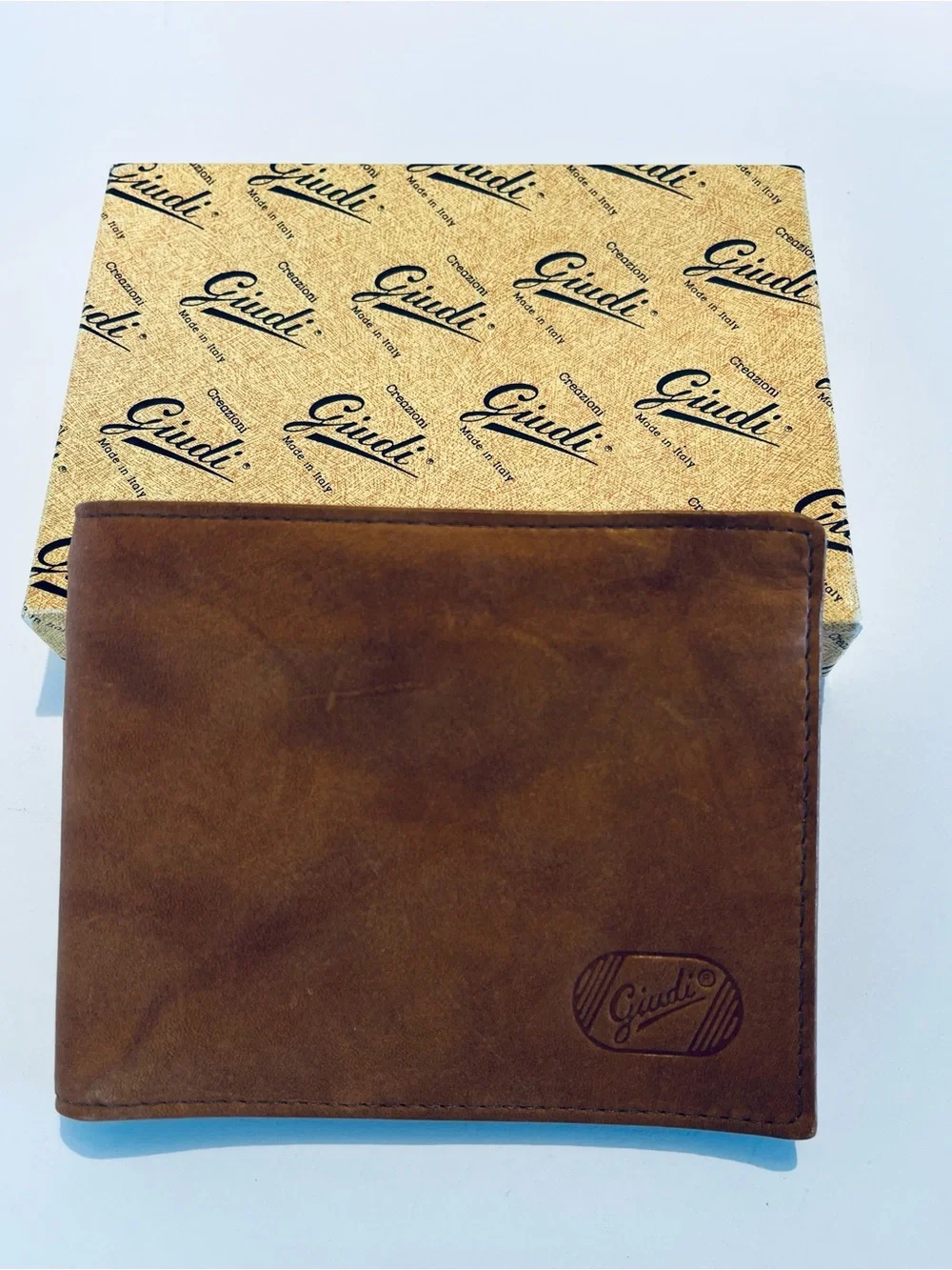 Giudi Genuine Leather Men’s Wallet Brown Made In Italy Bifold Coin Pocket NIB